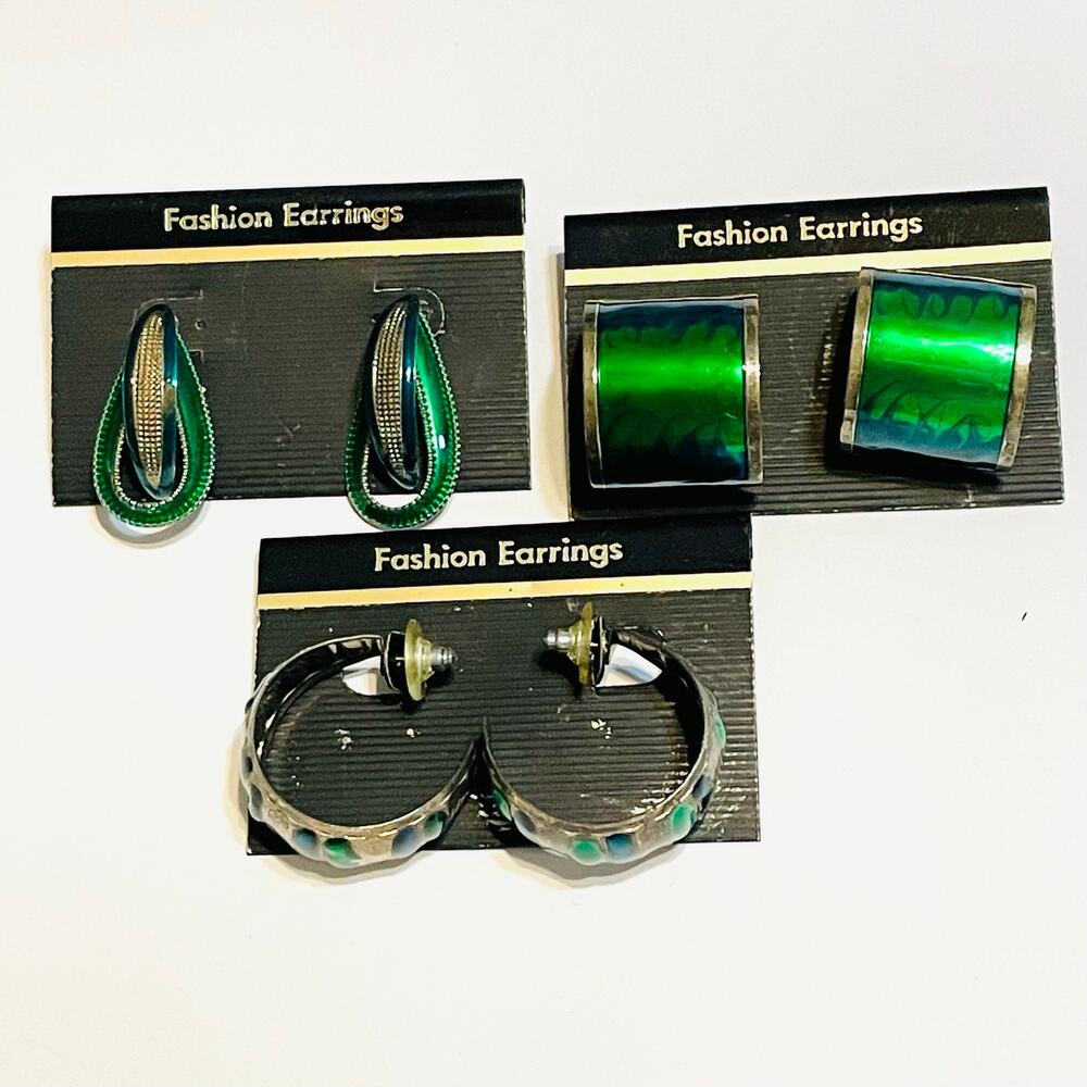 Vintage 1980's Costume Earrings Enamel on Metal Unbranded Pierced New on Cards